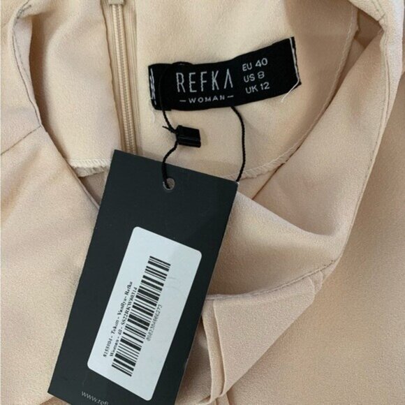 Refka Dress 8 Cream Modest Long Sleeve Pleated NWT Midi Office Wear - Picture 6 of 8